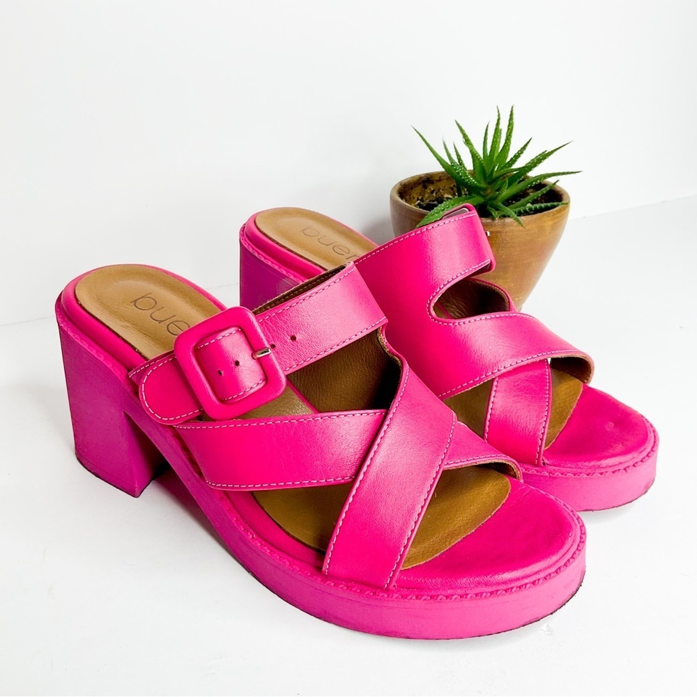 BUENO Bright Pink Leather Platform Sandals In Great Condition - Picture 3 of 8